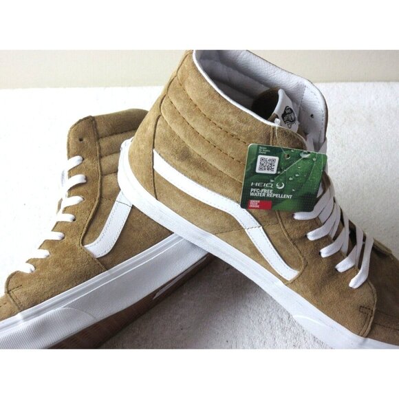 Vans Men's Sk8-Hi Pig Suede Tobacco Brown White Striped Skate shoes Size 13 NIB - Picture 4 of 5